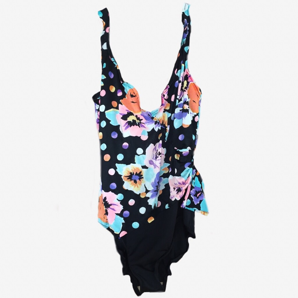 One Piece 80s Flower Swimsuit